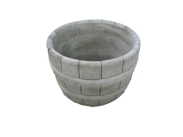 Barrel stone plant pot