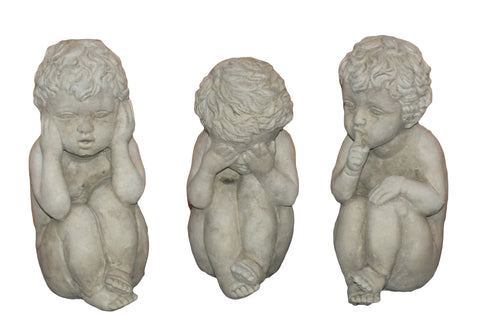 Hear See Speak Cherubs Stone Ornaments